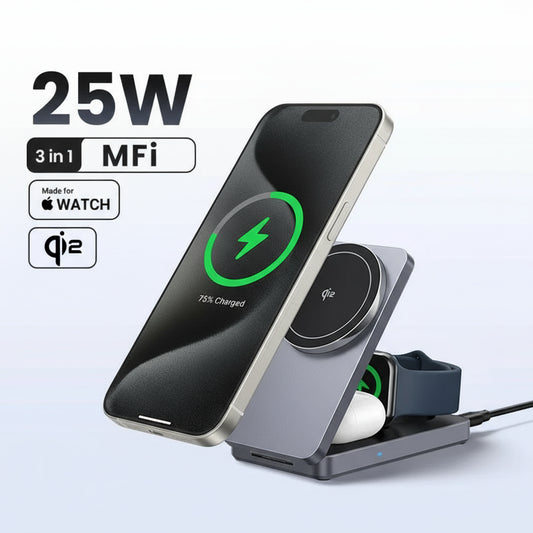 UGREEN 3-in-1 MFi 25W Magnetic Wireless Charger Stand Qi2 Charging For iPhone 16 Pro Max/AirPods 4 For MagSafe Fast Charger